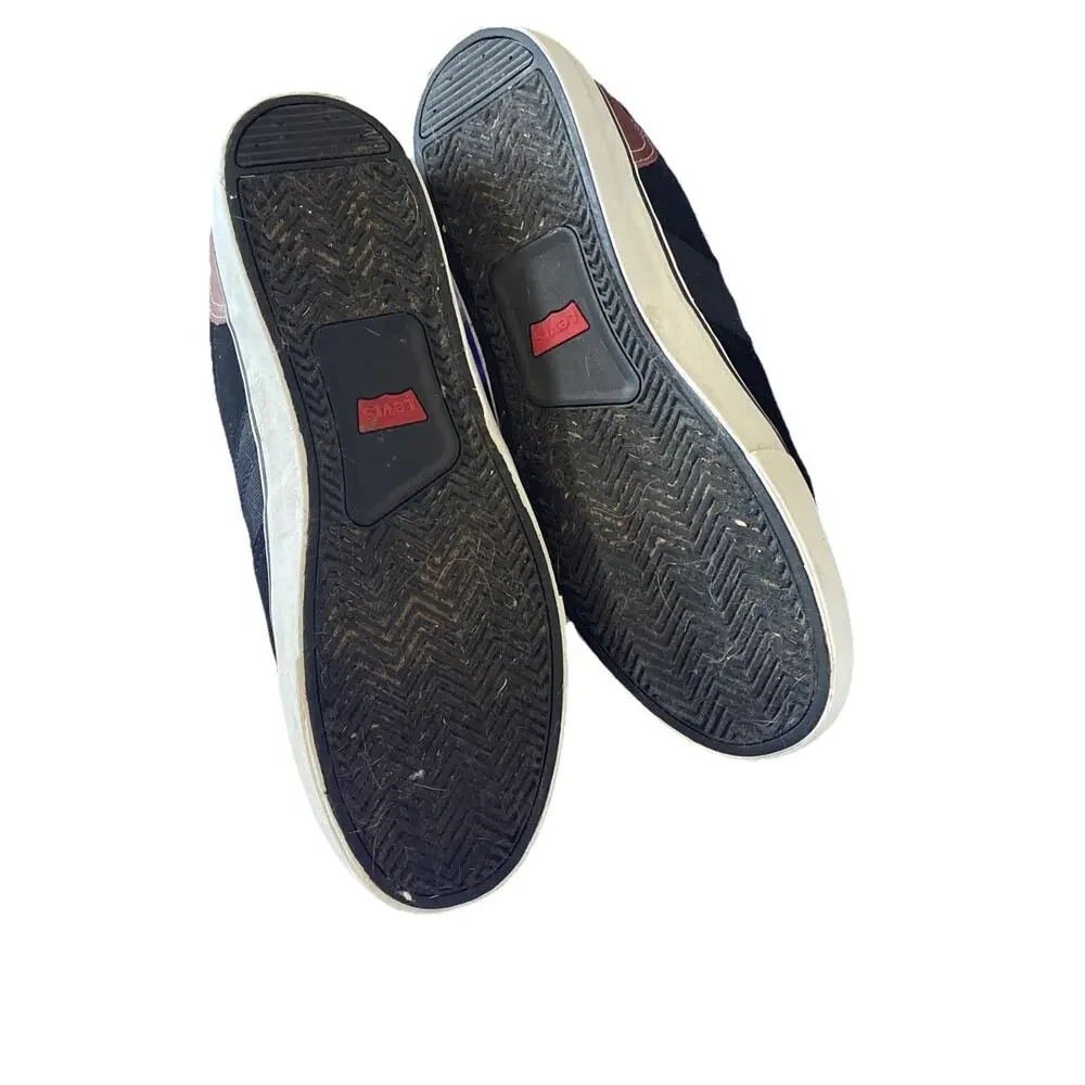 Levis Shoes Mens 12 Casual Sneakers Black Almond Toe Lace Up Logo Comfort‎